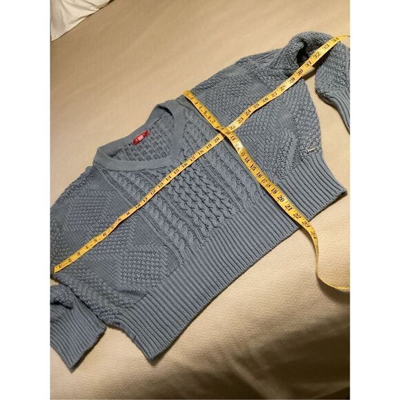 Vintage Gray V-Neck Chunky Knit Oversized  Sweater - Picture 3 of 7